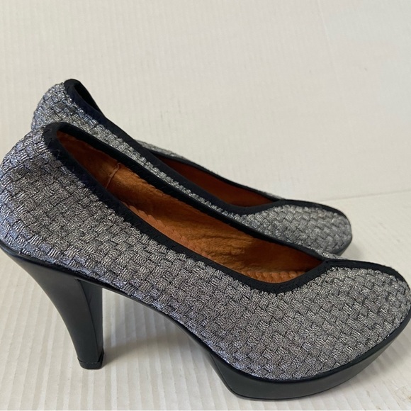 BM Bernie Mev New Yrom Black & Silver platforms high end women’s size 8.5 - Picture 1 of 8